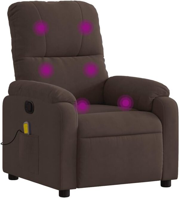 vidaXL Electric Massage Recliner Chair - Microfiber Fabric, Vibration Massage, Side Pocket, Brown for Living Room/Home Theater
