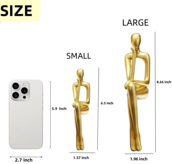 Gold Home Decor Large Thinker Statue Accents, Set of 3 Thinker Sculptures Office Decor Modern Abstract Resin Decoration on Shelf Table Desk for Living Room Office Bedroom - Image 5