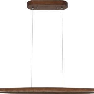 39" Wood Linear Pendant Light LED Dimmable Hanging Light Fixture Dinning Room Light Island Lights 24w for Dining Room Kitchen Island Bar Walnut Color