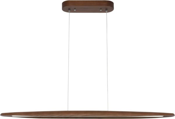 39" Wood Linear Pendant Light LED Dimmable Hanging Light Fixture Dinning Room Light Island Lights 24w for Dining Room Kitchen Island Bar Walnut Color