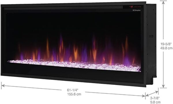 Dimplex 60 Inch Slim Built-in Linear Electric Fireplace | Shallow 4-Inch Depth with Multi-Fire Color Technology, Remote and Acrylic Crystal Ember Bed Included - Sits Flush in Most Home Frames - Image 6