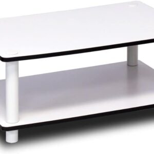 Furinno 11172 Just 2-Tier No Tools Coffee Table, White w/White Tube