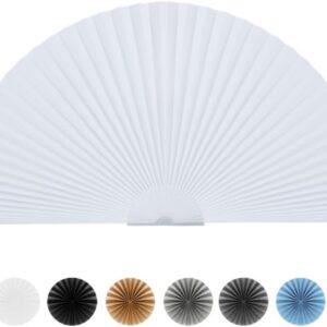 Arch Window Shade Half Circle Arched Non-Woven Stick on Cut to Size self Adhesive Light Filtering Half Moon Round Window Covering Pleated Blinds for Front Door (1, White, 36 x 18 Inches)