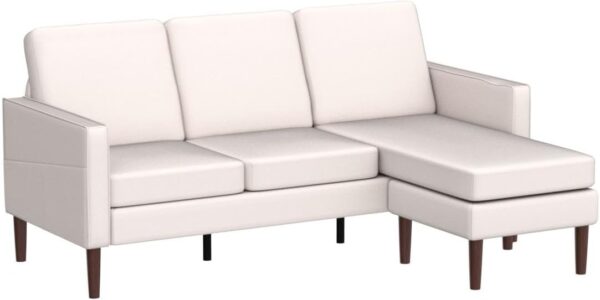 Karl home Convertible Sectional Sofa 71" L Shaped Sofa Couch Modern Small Sofa with Removable Ottoman Living Room Furniture for Small Space, Beige - Image 5