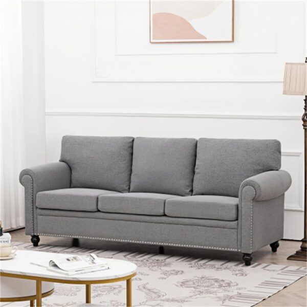 Sofa, 3 Seater Deep Sofa, Casual Sofa with Armrests, Modern Style, for Living Rooms, Apartments, Studios and Lofts, Grey - Image 3