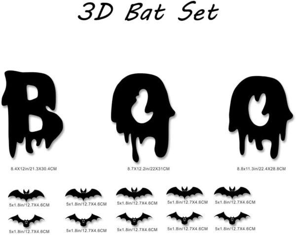 Halloween Ghost Wall Decor 25Pcs Cute Ghost Wall Stickers 3D Black Bat Wall Decoration Cute Halloween Decorations Reusable White Ghost Wall Decals for Home Office Indoor Outdoor Kitchen Party Supplies - Image 6