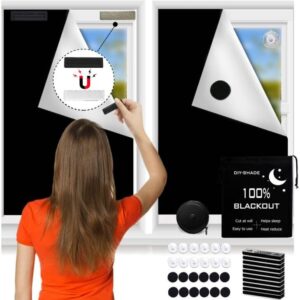 Magnetic Blackout Blind Curtains 100% Blackout Shades, Travel Blackout Window Covers with Suction Cups and Magnetic Closure, Temporary Window Shades for Baby Nursery, Bedroom, Travel (157"x57")