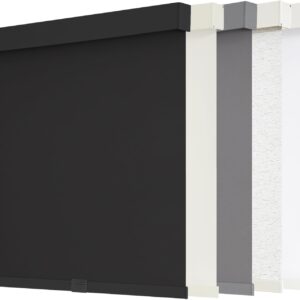 AOSKY 100% Blackout Roller Shades Cordless Blinds for Windows, Free-Stop Shades with Valance, Thermal Insulated Fabric, UV Protection, Natural Woven Blinds for Home and Office (20" W x 72" H, Black)