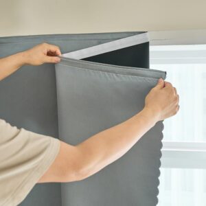 self Adhesive Portable 100% Blackout Curtains Simple and Easy to installBedroom Window Thermal Lnsulated Kitchen Room Darkening Black Small Drapes 1-Pack