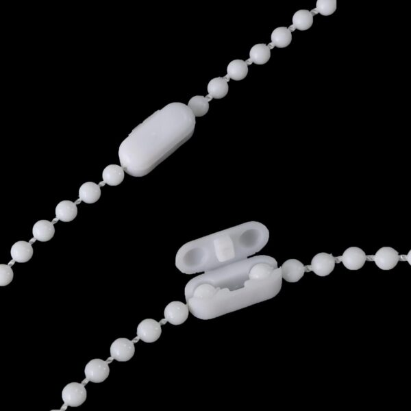 MEETOOT Blinds Pull Bead Chain Repairer Kit 10 Meter 10.94 Yards Plastic Roller Blind Roman Vertical Shade Beaded Chain Pull Cord Window Curtain Beads Rope with 10pcs Connectors, White - Image 4