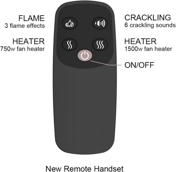 PuraFlame Western Electric Fireplace Insert with Fire Crackling Sound, Remote Control, 750/1500W, Black, 33 1/16 Inches Wide, 25 9/16 Inches High - Image 4