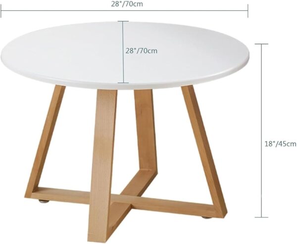 Mid-Century Round Coffee Table, with Wood Coffee Table Leg, Center Table Livingroom Table, End Table for Your Office, Study or Reception Area (A) - Image 2
