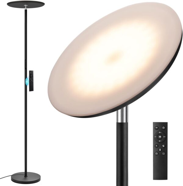 LED Floor Lamp with Remote, Touch Control, Fully Dimmable, Adjustable Brightness, 69 in, Black
