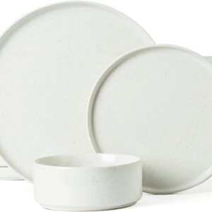 Famiware Nebula Plates and Bowls Set, 12 Pieces Dinnerware Sets, Dishes Set for 4, White