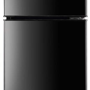 KRIB BLING 3.5 Cu.Ft Compact Refrigerator with Freezer, Retro Fridge, Mini Fridge with Two Door Design, 7 Level Adjustable Thermostat for Dorm, Office, Bedroom, Apartment, Black