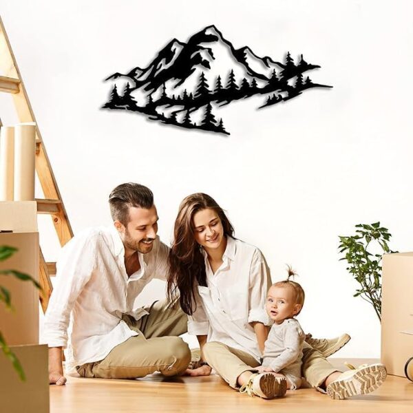 METALPLEX Mountain Range View - Metal Wall Art Home Décor Living Room Office Dining Aluminum Composite Ready to Hang Outdoors and Indoors (Silver, W 30" x H 14" (Large) - Image 2