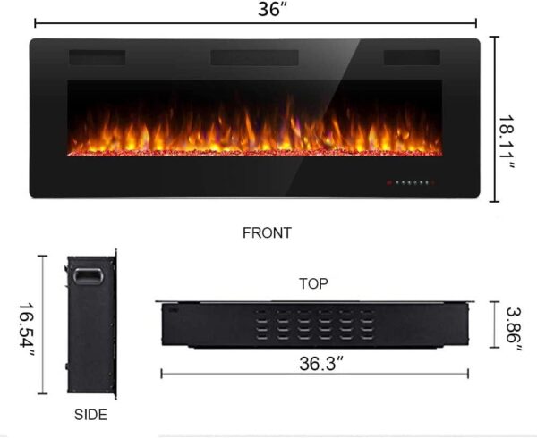 Antarctic Star 36 Inch Electric Fireplace in-Wall Recessed and Wall Mounted, Fireplace Heater and Linear Fireplace with Multicolor Flame, Timer, 750/1500W Control by Touch Panel & Remote - Image 6