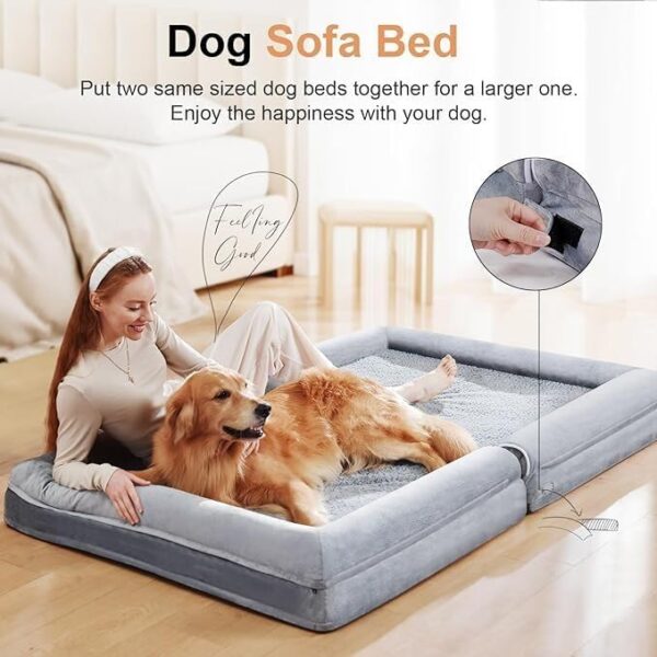 Large Dog Bed Orthopedic Washable: Beds Bolster XL Bed Large Big Dogs Memory Foam Couch Sofa Waterproof with Removable Cover - Image 3