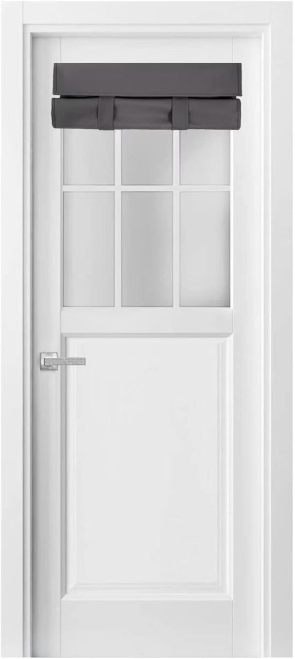 100% Blackout French Door Curtains, Wrinkle Free ， Room Darkening, Blocks Light and Heat Through Glass Door Window. Drill-Free， Easy Installed Door Window Curtains. (Dark Grey, 24W x38L)