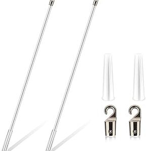 2 Pcs 17 inch Long Blind Wand Replacement with Hook and Handle White Metal Vertical Blinds Wand Opener Curtain Window Blind Tilt Wand for Vertical Wood Cordless Blinds Curtain Door Shades