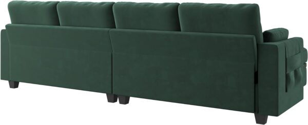 HONBAY Velvet Convertible Sectional Sofa Set U Shaped Couch with Storage Ottoman Reversible Sofa Sectional for Living Room,Black - Image 7