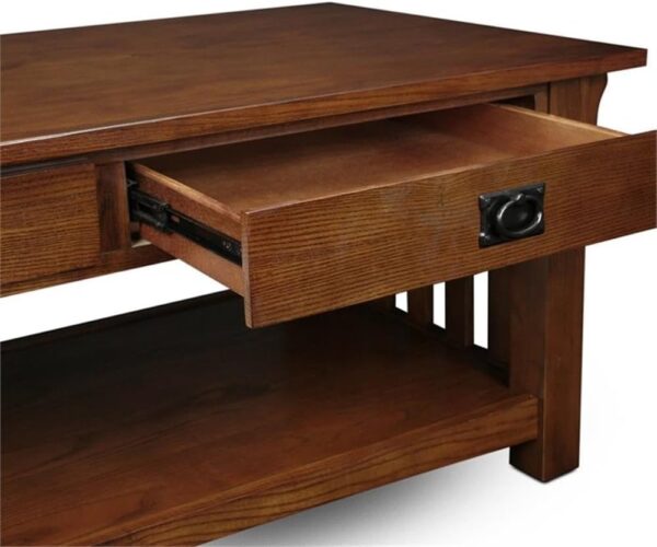 BOWERY HILL Traditional Styled Wood Brown Finish Coffee Table - Image 6