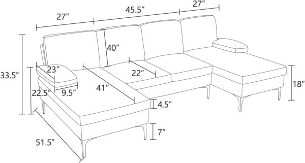 110" L-Shape Sectional Sofa with Movable Ottoman, Modern 4 Seat Convertible Couch w/Removable Back & Side Storage Pockets, for Living Room, Office, Apartment, 110 INCH, Gray - Image 2