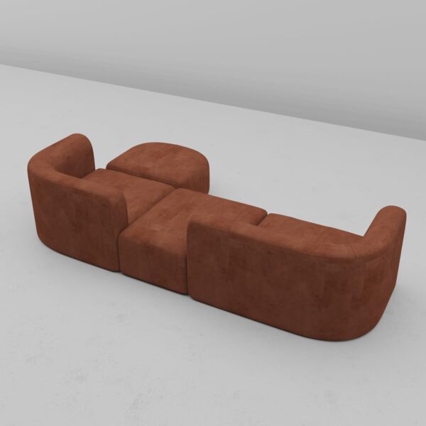 Acanva Luxury Modern Tight Curved Back Velvet Sofa, Minimalist Style Comfy Couch for Living Room Apartment, 4 Seater Modular Sectional, Tangerine - Image 4
