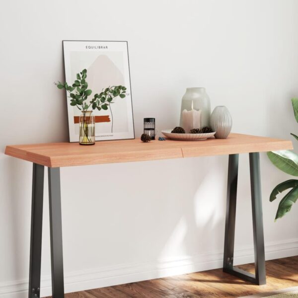 vidaXL Rectangular Table Top, Light Brown Oak Wood with Live Edge, Treated Surface, Versatile Applications for Home & Commercial Use, 6.7"x23.6"x2.4" - Image 2