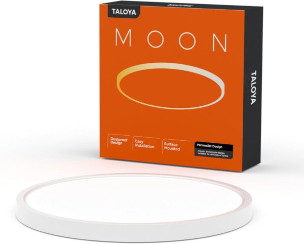 TALOYA 10 Inch LED Flush Mount Ceiling Light Fixture White, 5-in-1 CCT Selectable (3000K/3500K/4000K/5000K/6500K), 20W 0.94inch Thickness Ultra-Slim Surface Mounted Lighting Fixture for Basement