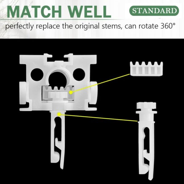 Vertical Blinds Replacement Stem and Gear, White Vertical Blind Stems, Vertical Blinds Repair Kit Used for Headrail, Carrier Stem Vertical Blinds Curtain Accessories（12 Sets） - Image 6