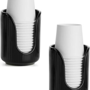 Bathroom Cup Dispenser, 3oz-4oz Ceramic Paper Cup Holder, Small Countertop Mouthwash Dixie Cups Accessories, for Vanity Countertops, Bathroom, Kitchen, and Dining Room