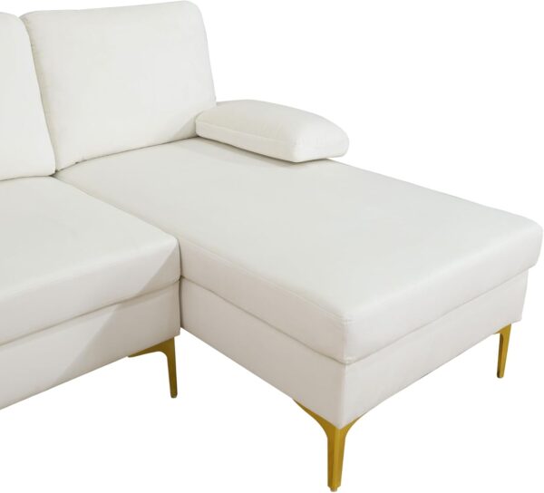 110" L-Shape Sectional Sofa with Movable Ottoman, Modern 4 Seat Convertible Couch w/Removable Back & Side Storage Pockets, for Living Room, Office, Apartment, 110 INCH, Gray - Image 3