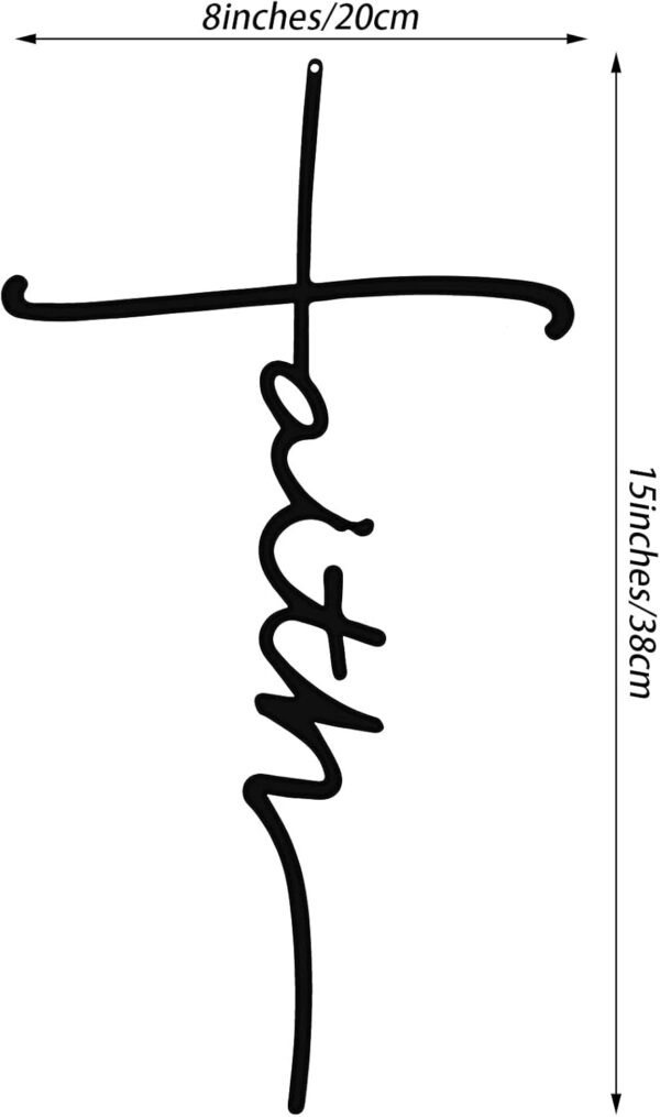 Love Faith Hope Family Wall Sign Metal Decorative Hope Wall Cross Large Metal Spiritual Decorations for Home Religious Hanging Cross Wall Decor, Nice for Home Decoration, 8 x 15 Inch - Image 3