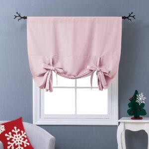 NICETOWN Blackout Room Darkening Curtain - Tie Up Shade Blind Bathroom Window Covering for Living Room (Biscotti Beige, Rod Pocket Panel, 46 inches W x 63 inches L)