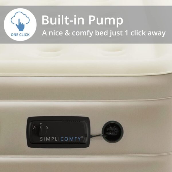 Simpli Comfy Inflatable Twin Air Mattress with Built in Pump Self Inflating Blow Up Durable Heavy Duty Stay Firm Comfortable Air Bed 18” Elevated for Home Guest Travel Relocate Camping - Image 3