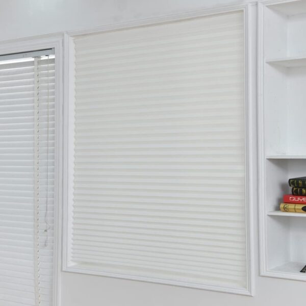 Temporary Blinds, Vertical Pleated Blinds No Drilling Self Adhesive Blinds Easy to Install Fits Blinds Window Roller for Bathroom Kitchen Living Room Office Window (White, 60 * 150cm) - Image 2