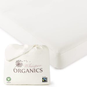 Organic Cotton, 100% Waterproof Mattress Protector Pad – Soft, Hypoallergenic, Breathable Bed Cover – GOTS & Fair-Trade Certified – 17 in. Deep, Queen Size Mattress Cover by Whisper Organics