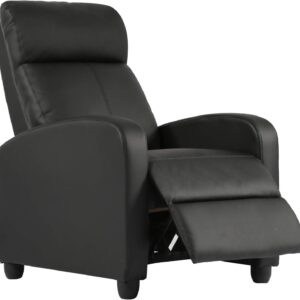 FDW Recliner Chair for Living Room Home Theater Seating Single Reclining Sofa Lounge with Padded Seat Backrest (Black)