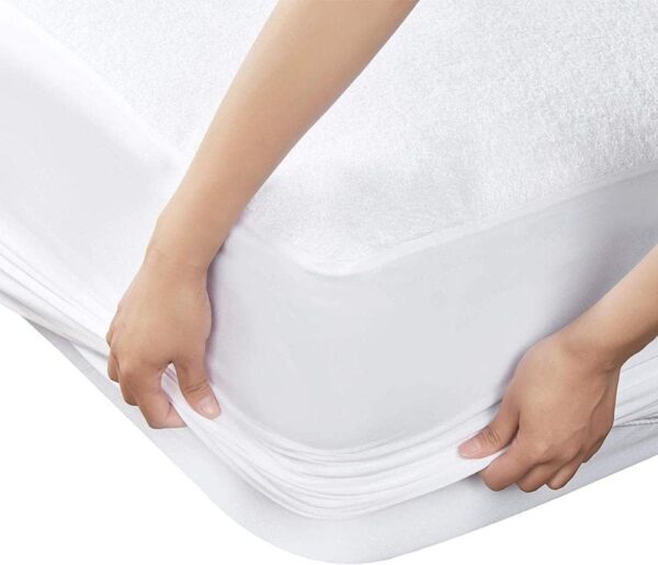 100% Waterproof Fitted Mattress Protector Terry Cotton Topper with 20" Deep Pocket Mattress Cover (Alberta Bed, 96" x 96") - Image 3