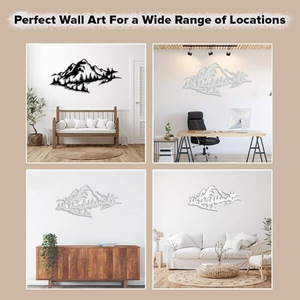 METALPLEX Mountain Range View - Metal Wall Art Home Décor Living Room Office Dining Aluminum Composite Ready to Hang Outdoors and Indoors (Silver, W 30" x H 14" (Large) - Image 4