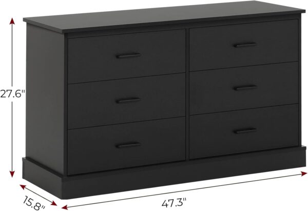 Hasuit 6 Drawer Double Dresser, Wood Storage Tower Clothes Organizer, Wide Chest of 6 Drawers, Large Storage Cabinet, Black Dresser for Bedroom, Hallway, Entryway - Image 2