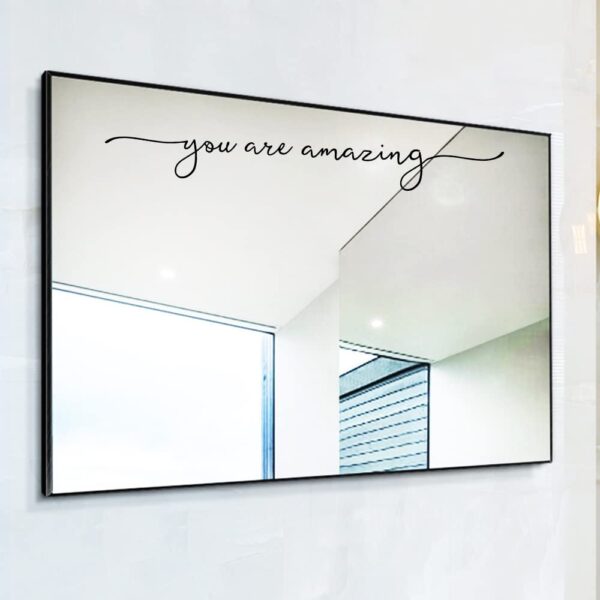 You Are Amazing Vinyl Wall Decor Mirror Sticker Bathroom Vinyl Decor Girl Room Wall Decor Mirror Stickers Without Mirror 17x2inch (BLACK) - Image 5