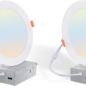 Recessed Lighting 6 Inch - Dimmable 5CCT Ultra-Thin Can-Killer Downlight, Led Ceiling Light Can Lights with Junction Box, 2700K-5000K Selectable, 12W 110W Eqv,1150LM High Brightness（2 Pack）