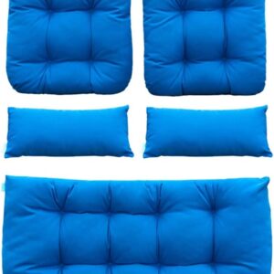 QILLOWAY Outdoor Patio Wicker Seat Cushions Group Loveseat/Two U-Shape/Two Lumbar Pillows for Patio Furniture,Wicker Loveseat,Bench,Porch,Settee of 5 (Charcoal Grey/Black)