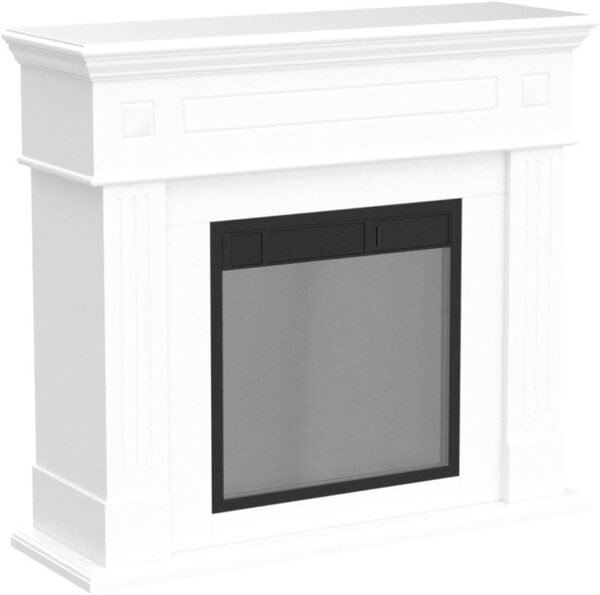 JAMFLY Electric Fireplace Mantel Package Wooden Surround Firebox TV Stand Free Standing Electric Fireplace Heater with Logs, Adjustable Led Flame, Remote Control, 750W-1500W, Lvory White - Image 4