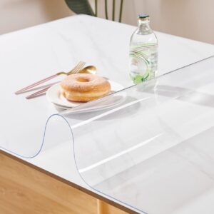 Custom 1.5mm Thick Crystal Clear Table Cover Protector 28 x 66 Inch Waterproof PVC Protective Table Pad Transparent Mat for Coffee Table, Dining Room Table, Office Desk, End Table/Night Stand