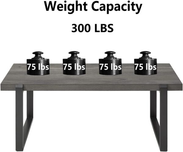 EXCEFUR Modern Coffee Table, Rustic Wood and Metal Center Table, Rectangle Cocktail Tea Table for Living Room, Grey, 44 Inch - Image 7
