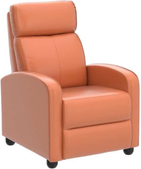 Yaheetech Padded Seat Recliner Chair Set of 2 Single Sofa Recliner for Living Room PU Leather Upholstered Reclining Chair Home Theater Seating Tan - Image 6