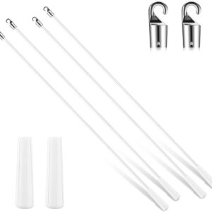 Bokon 4 Pcs Blinds Wand Replacement with Hook and Handle White Fiberglass Long Vertica Blind Wand for Windows Curtain Door Shades Opener Accessory (24 Inch)